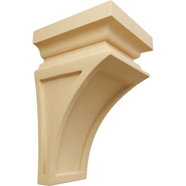 Ekena Millwork 3 1/2"W x 3 3/4"D x 6"H Mini Nevio Wood Corbel, Alder CORW03X03X06NEAL - main